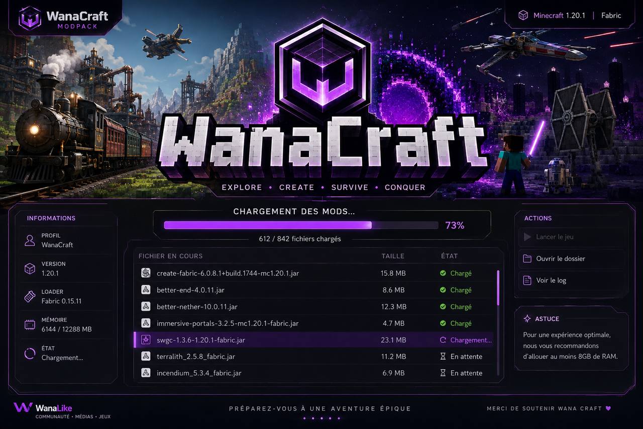 Interface du futur launcher WanaCraft